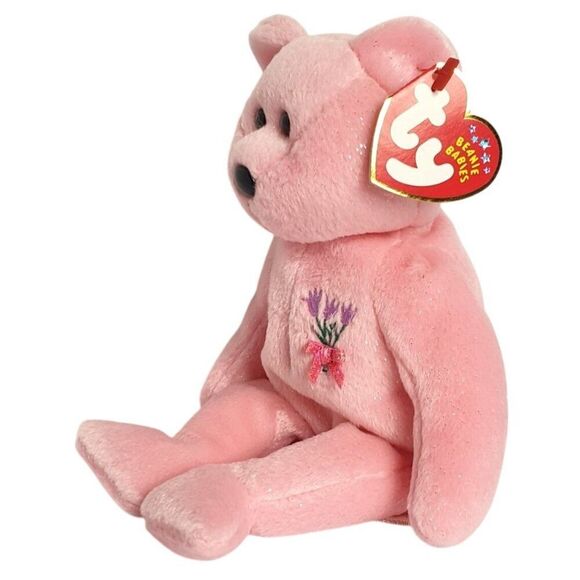 Ty Beanie Babies MUM Bear 8.5" Plush Mothers Day Pink Lavender Embroidery 2001 - Picture 4 of 8